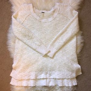 Free People cream and white crewneck sweater